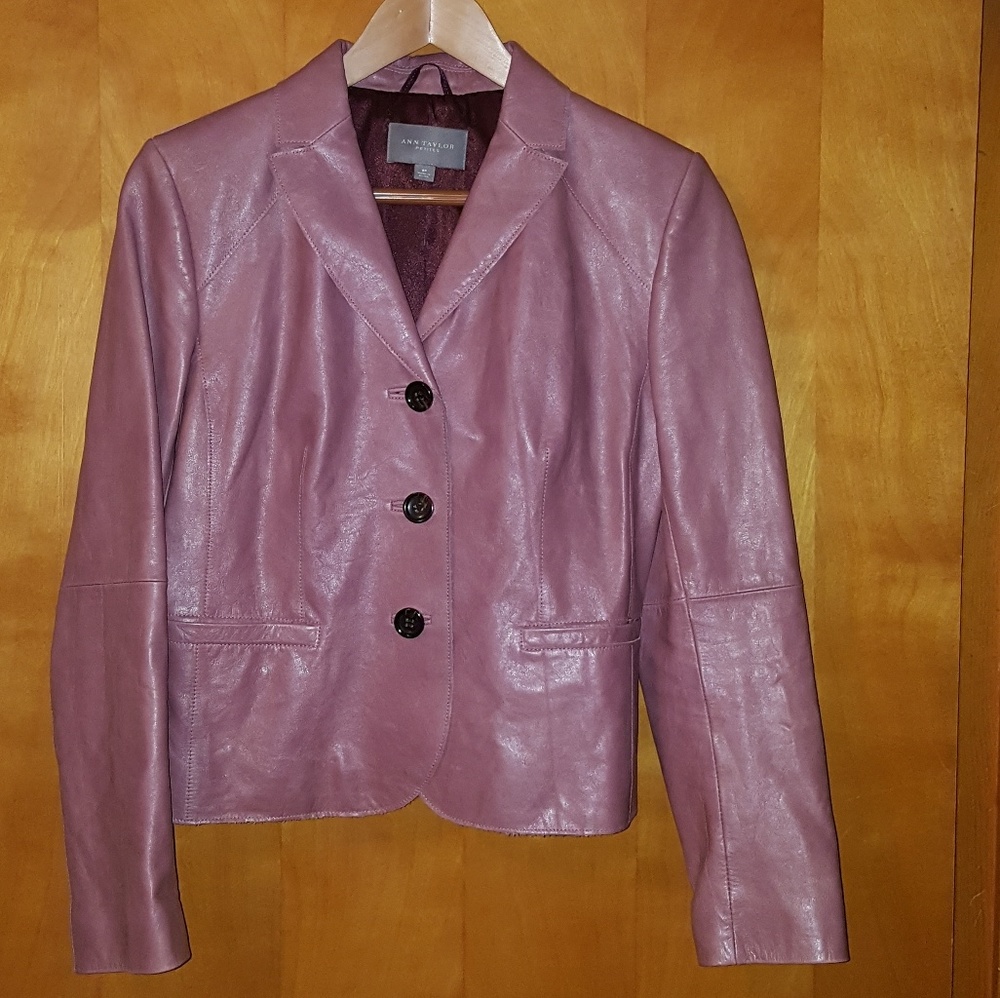 Ann Taylor dusty rose pink /mauve leather blazer